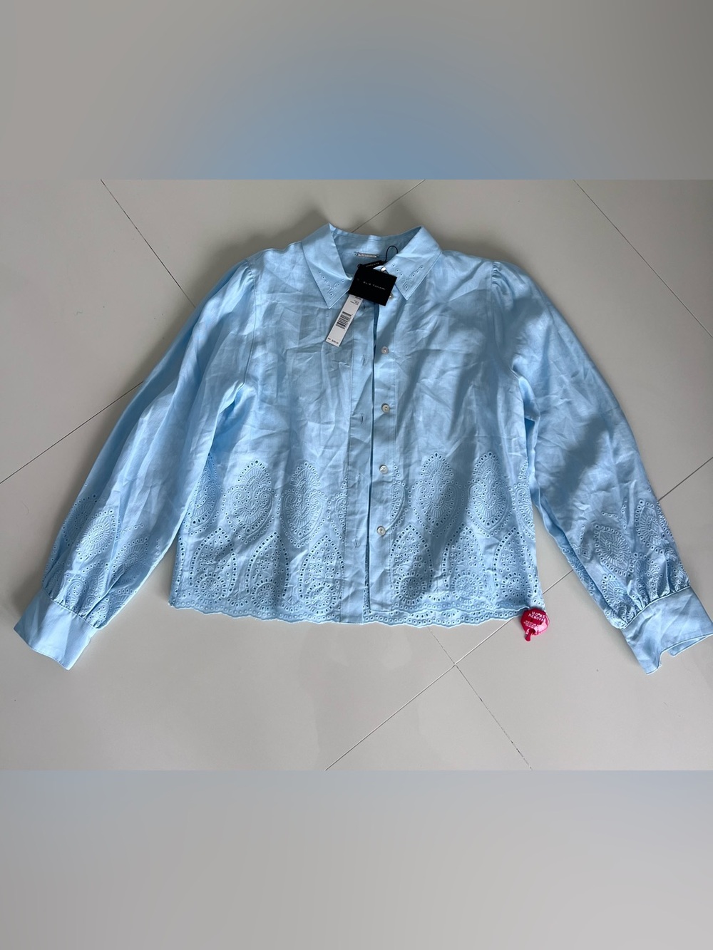 Elie Tahari Girls' Pale Blue Eyelet Button-Down Shirt